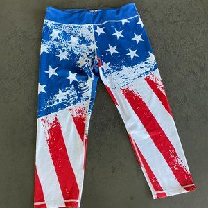 Patriotic Flag Pattern Cropped Constantly Varied Gear Leggings XL